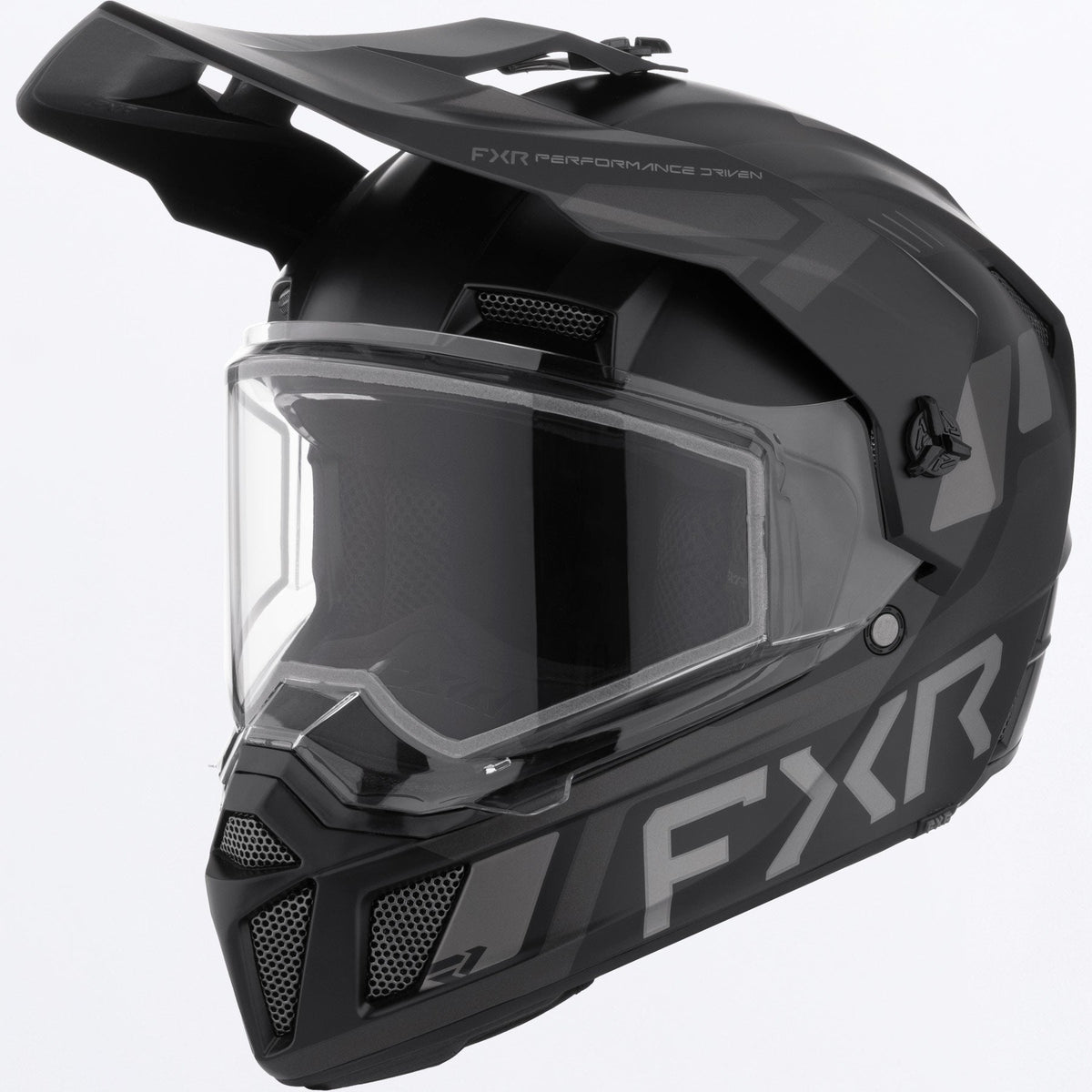 FXR Junior Clutch X Skoterhjälm med Dual Shield i Black Ops