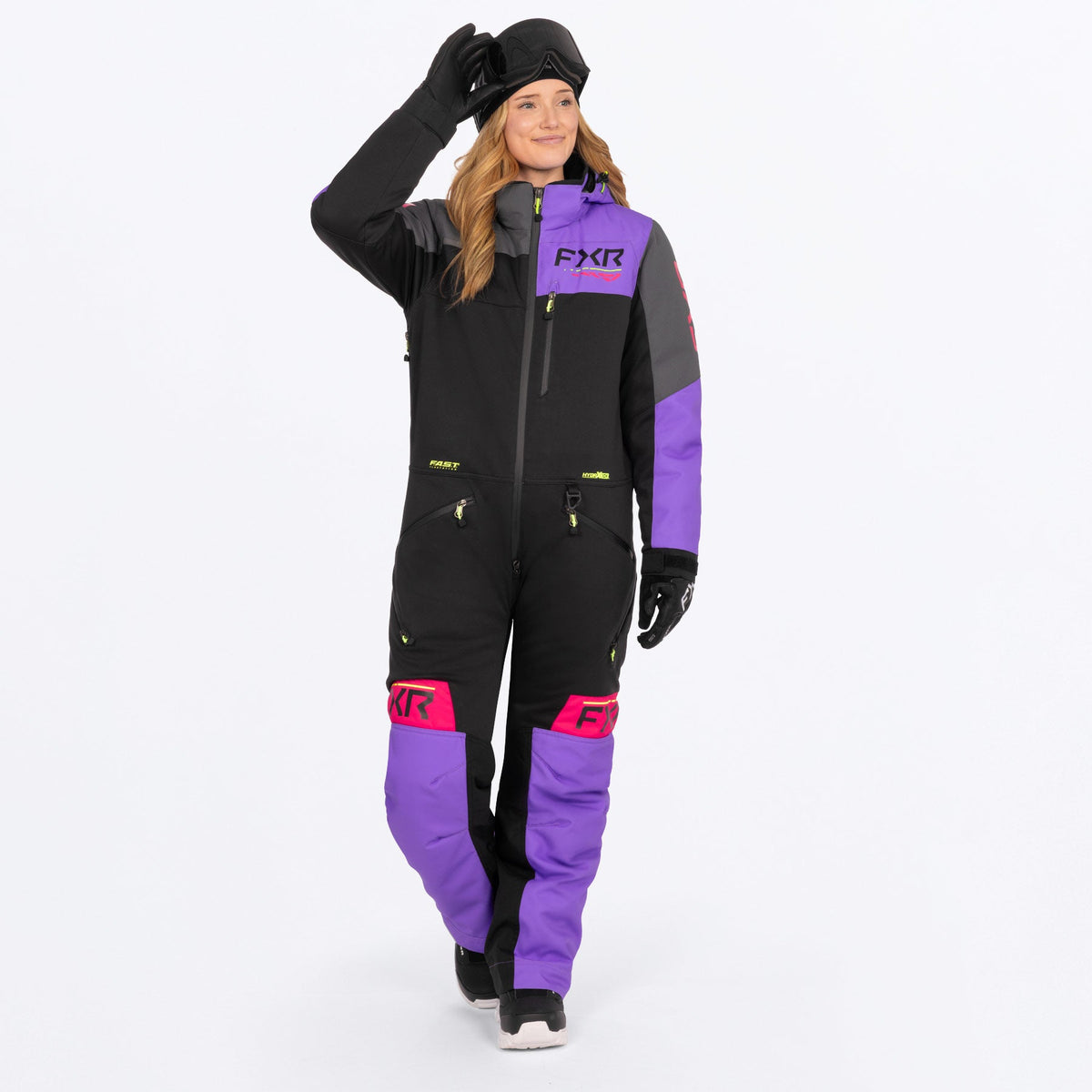 FXR Dam Revo F.A.S.T. Isolerad Skoteroverall i svart/Amethyst/koksgrå