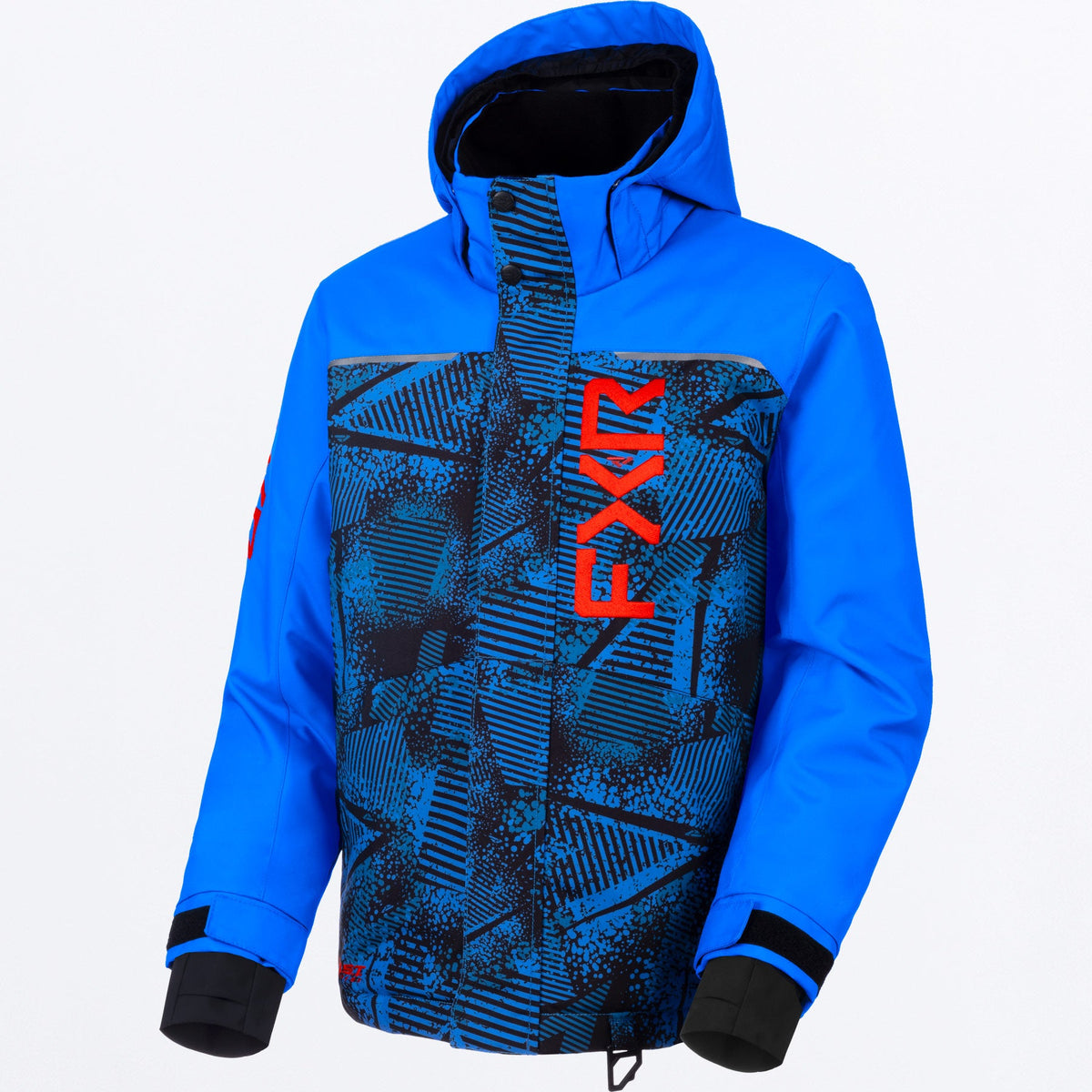 FXR Junior Kicker Skoterjacka i Blue Hazard/röd