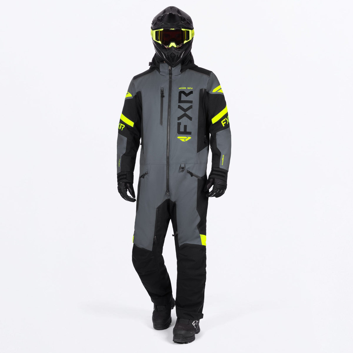FXR Herr Helium Lite Skoteroverall i koksgrå/Hi-Vis