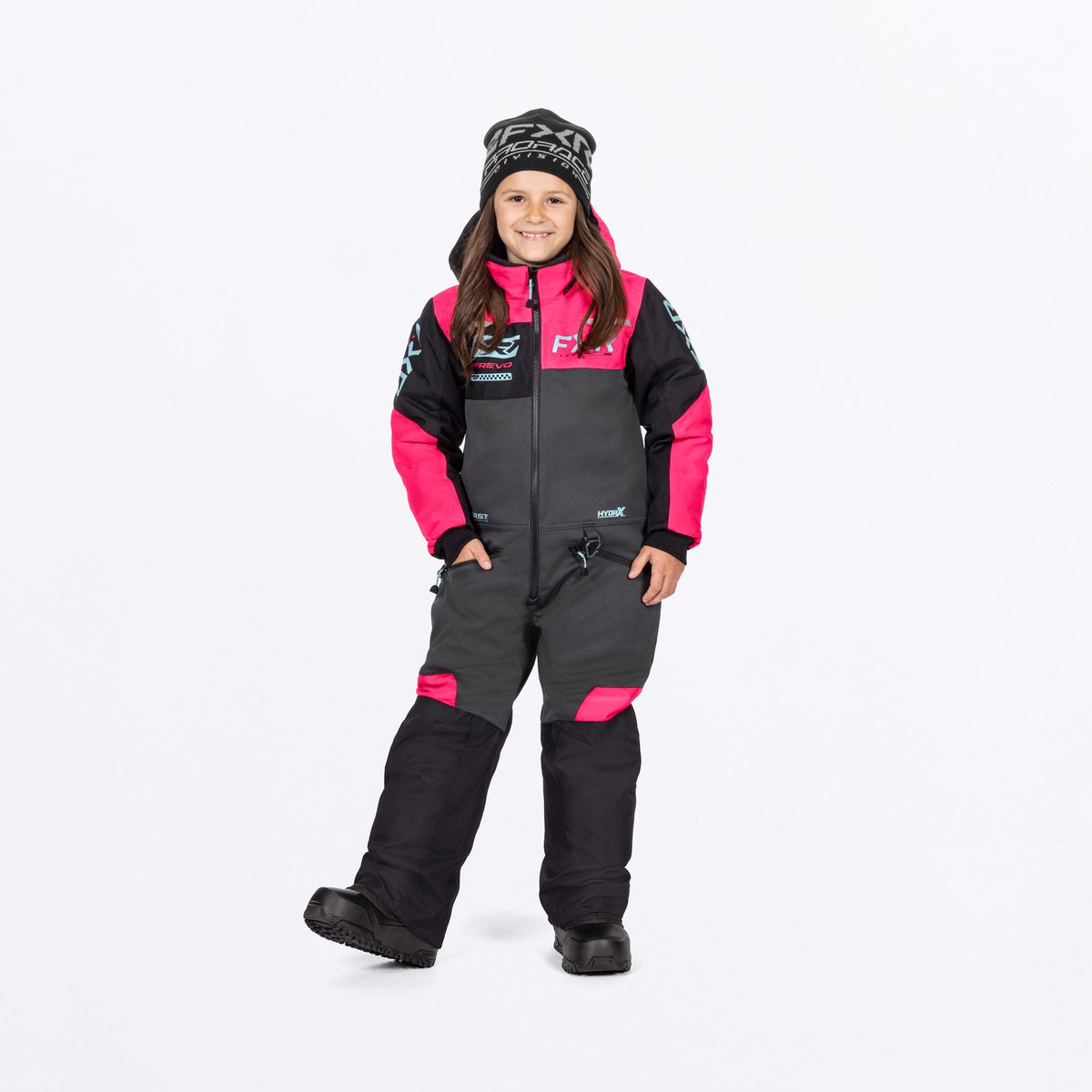 FXR Barn Revo Skoteroverall i Asphalt/Razz/Maui