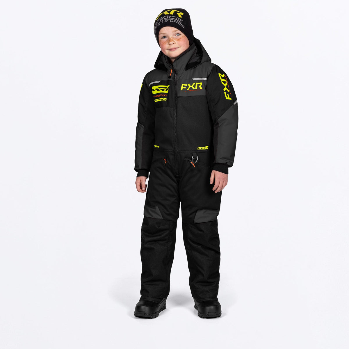 FXR Barn Revo Skoteroverall i svart/Hi-Vis/Org