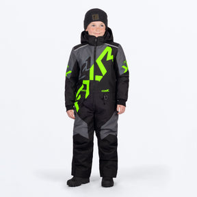 FXR Barn Cold Cross CX Skoteroverall i svart/koksgrå/limegrön
