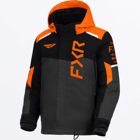 FXR Child Helium skoterjacka för barn i Asphalt/svart/orange