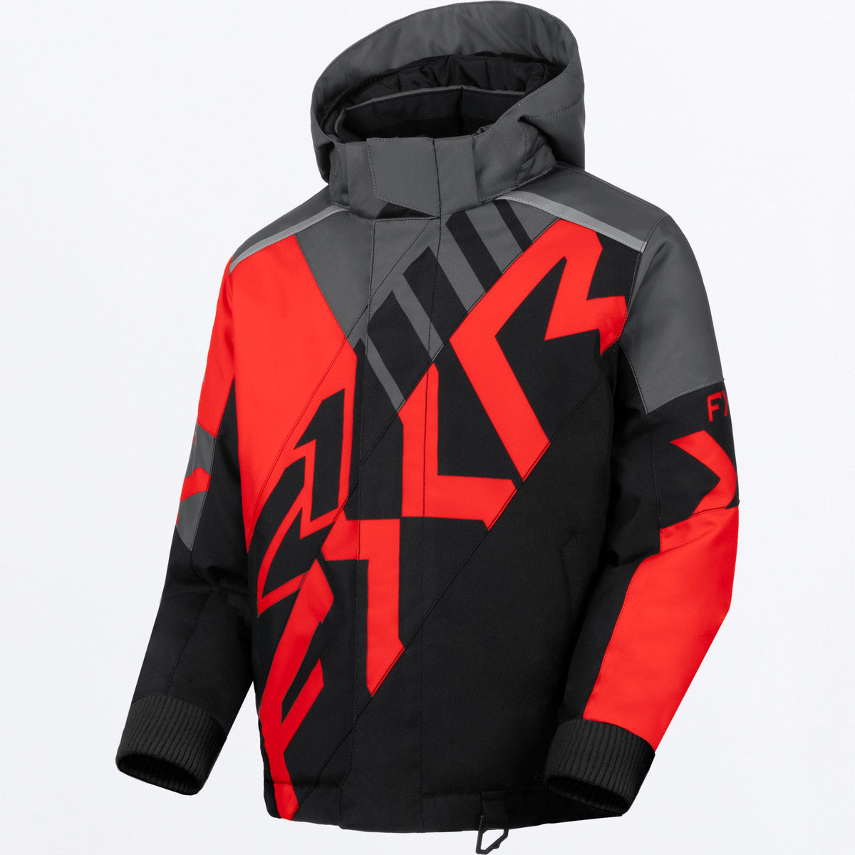 FXR Barn Cold Cross CX Skoterjacka i röd/svart/koksgrå