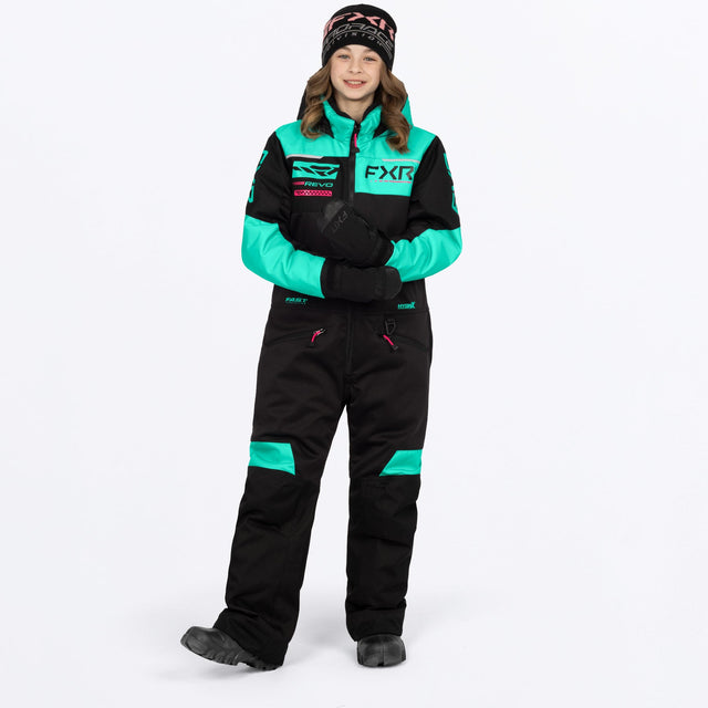 FXR Junior Revo Skoteroverall i svart/mintgrön/Razz