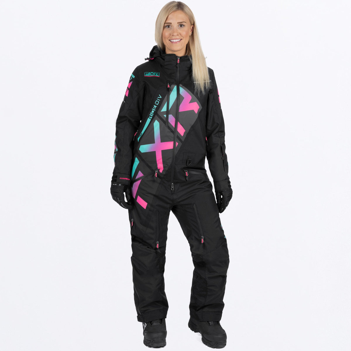 FXR Dam CX F.A.S.T. Isolerad Skoteroverall i svart/Mint-E Pink Fade