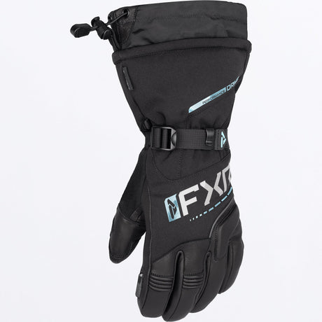 FXR Fusion skoterhandskar för dam i svart/Maui Blue