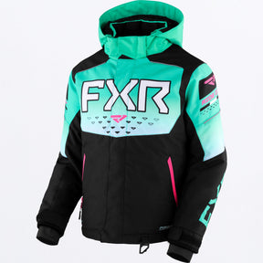 FXR Junior Helium Skoterjacka i svart/Mint Fade/E Pink