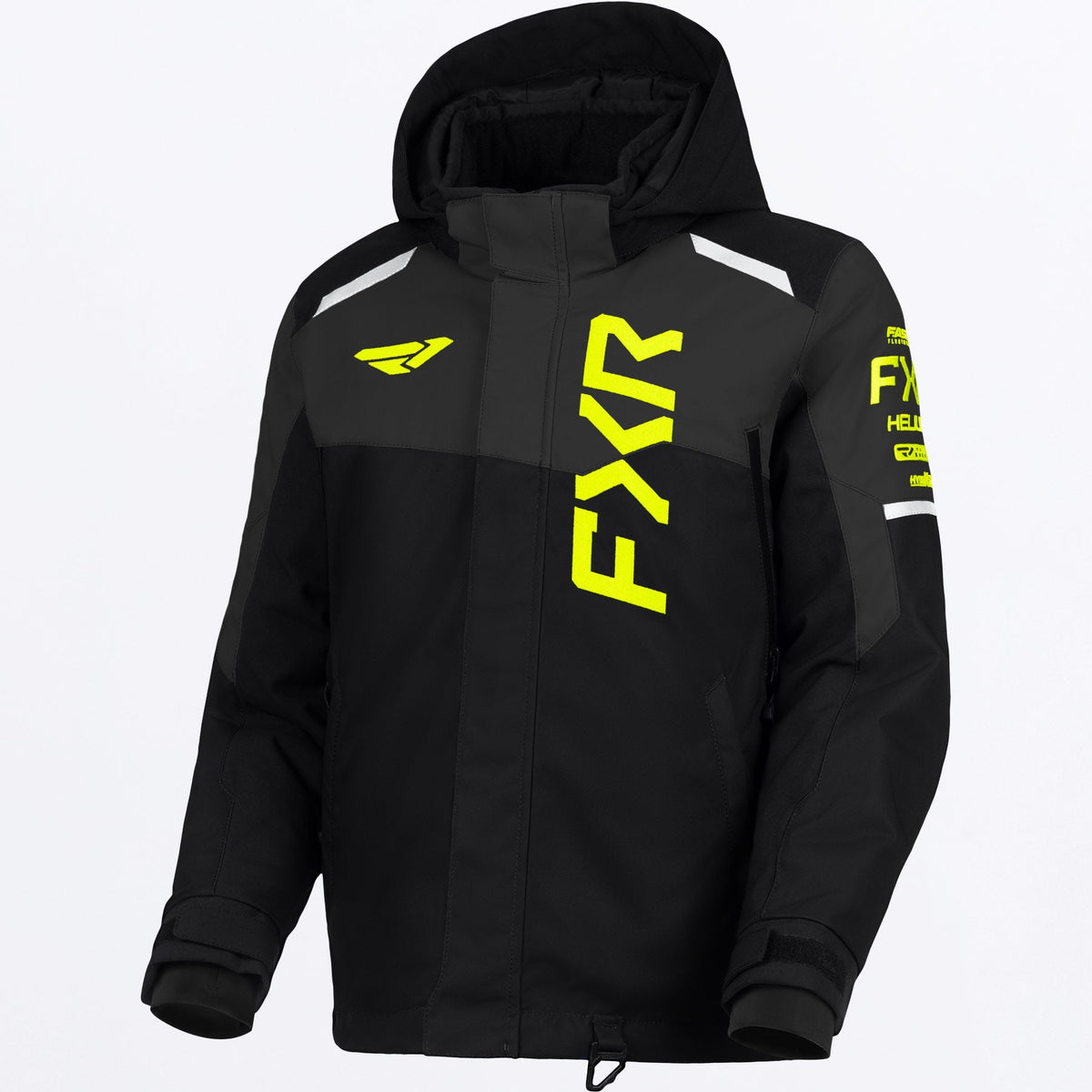 FXR Junior Helium Skoterjacka i svart/Asphalt/Hi-Vis