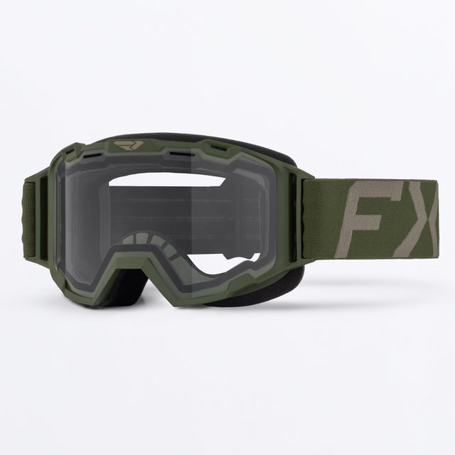 FXR Junior Maverick Clear Goggle i armégrön