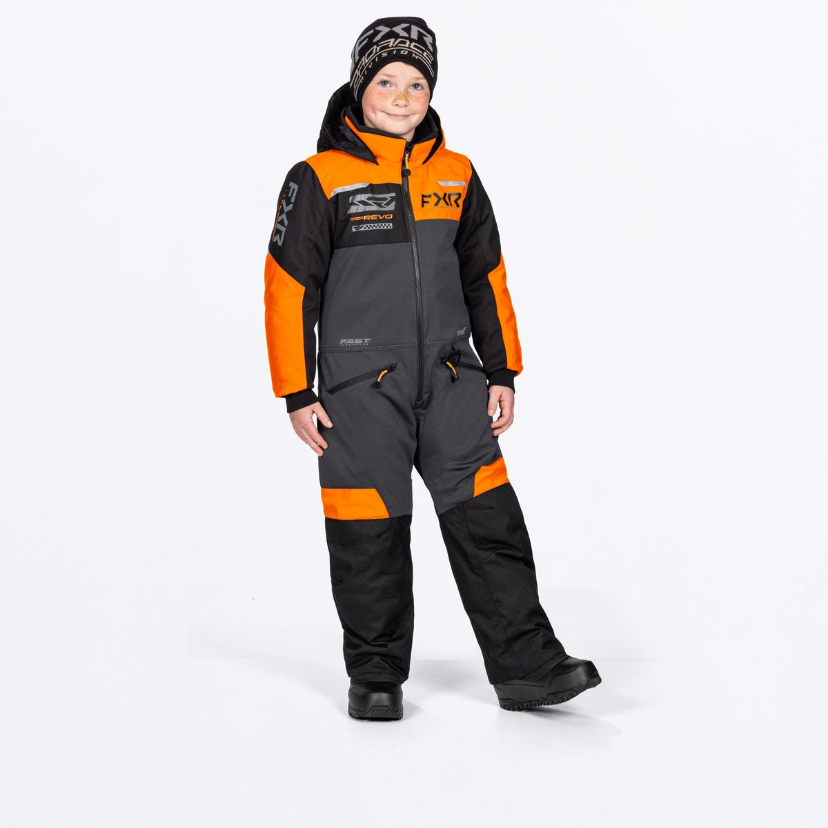 FXR Barn Revo Skoteroverall i Asphalt/orange/Ti