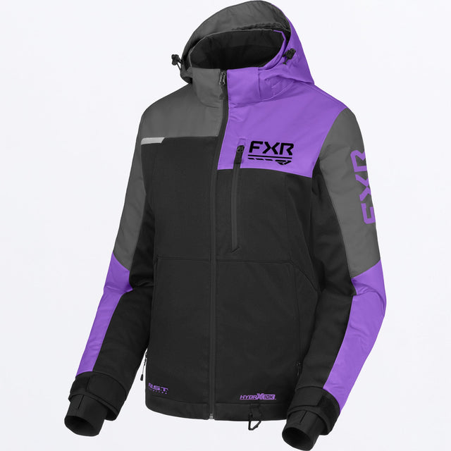 FXR Dam Fresh Skoterjacka i svart/Amethyst/koksgrå
