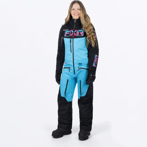 FXR Dam Maverick F.A.S.T. Isolerad Skoteroverall i svart/himmelsblå/E Pink