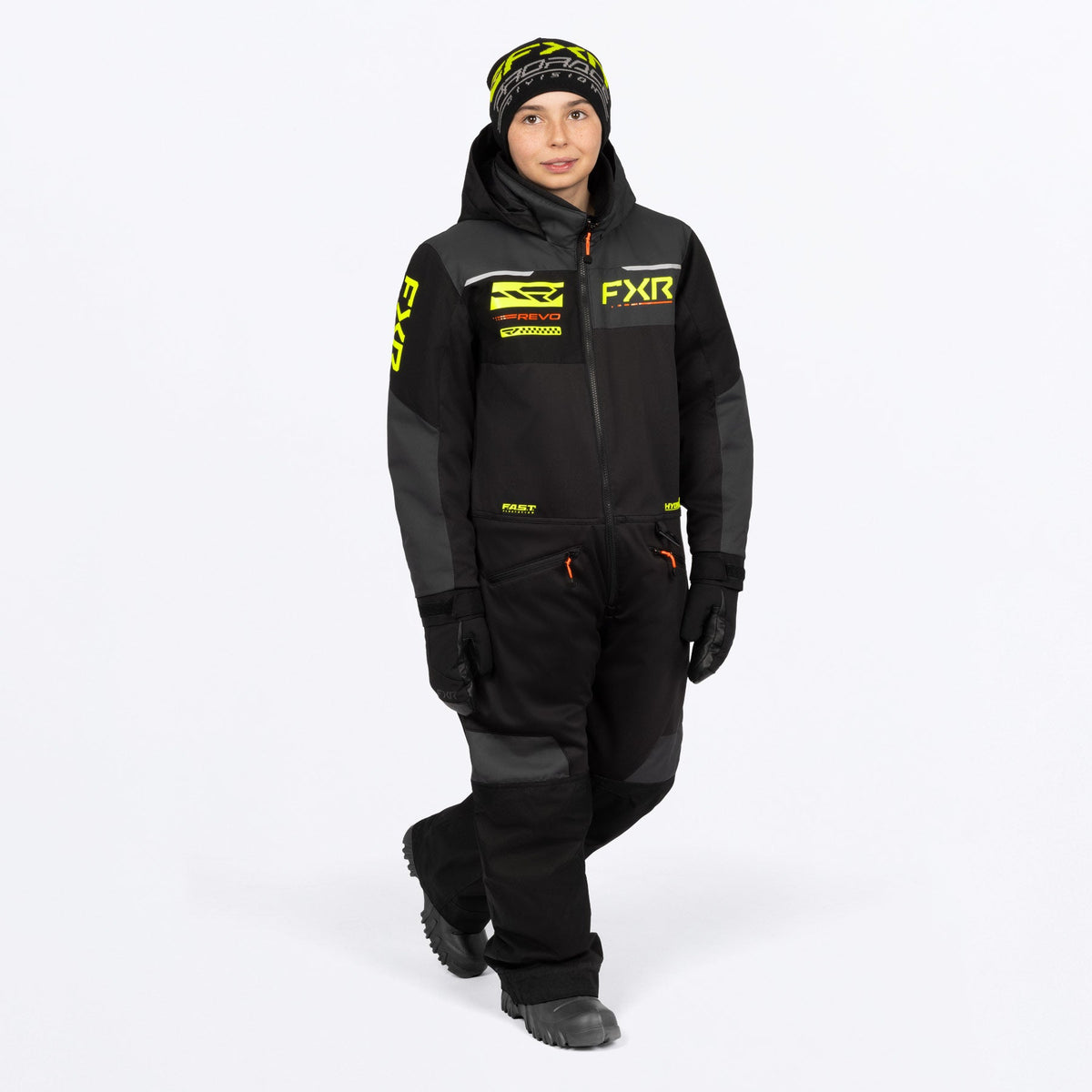 FXR Junior Revo Skoteroverall i svart/Hi-Vis/Org