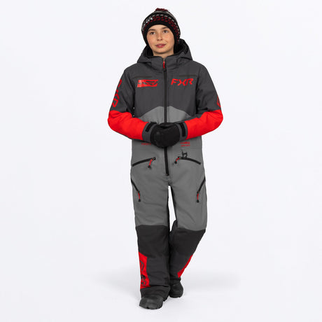FXR Junior Vertical Skoteroverall i Ti/Asphalt/röd