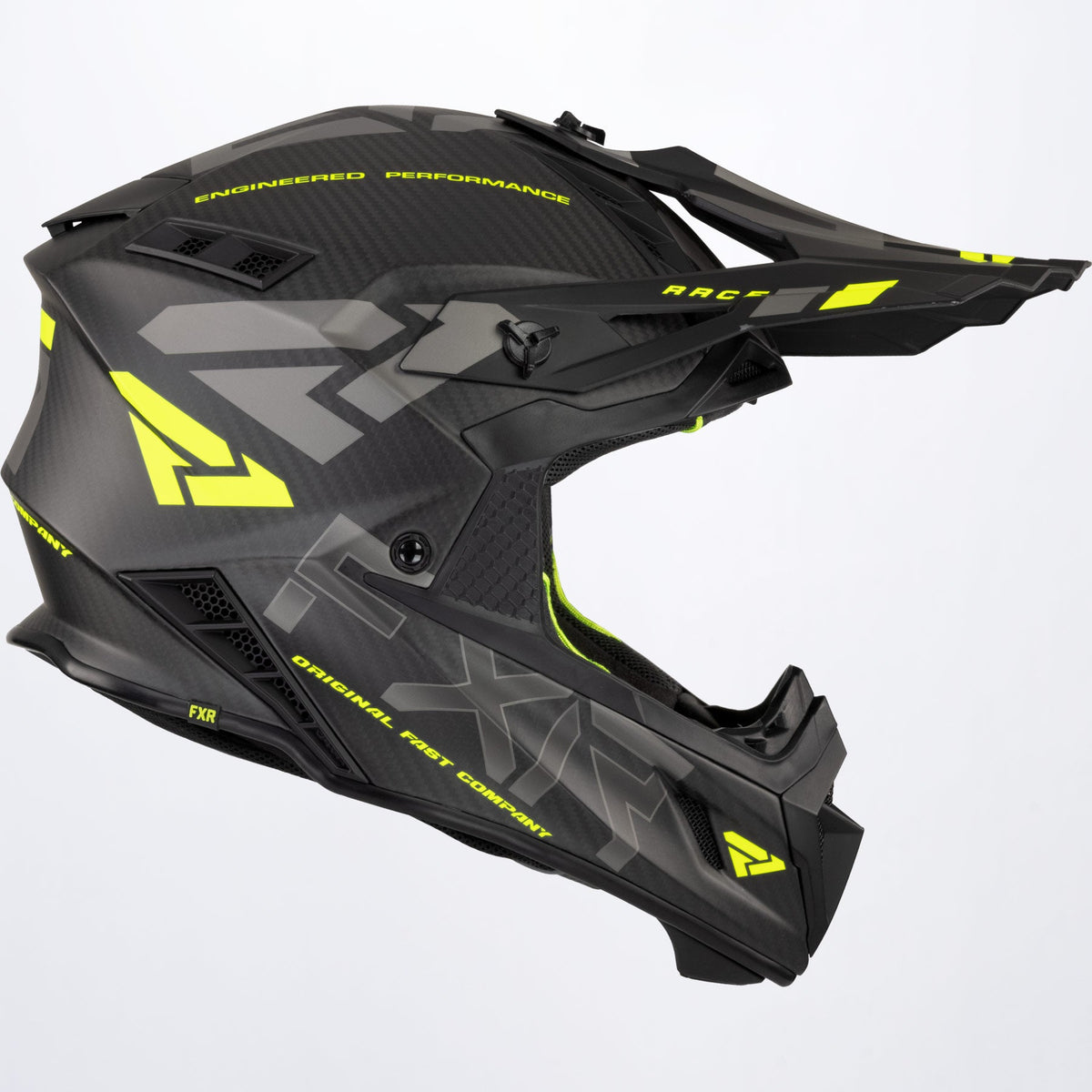 FXR Helium Carbon Skoterhjälm med Quick Release Buckle