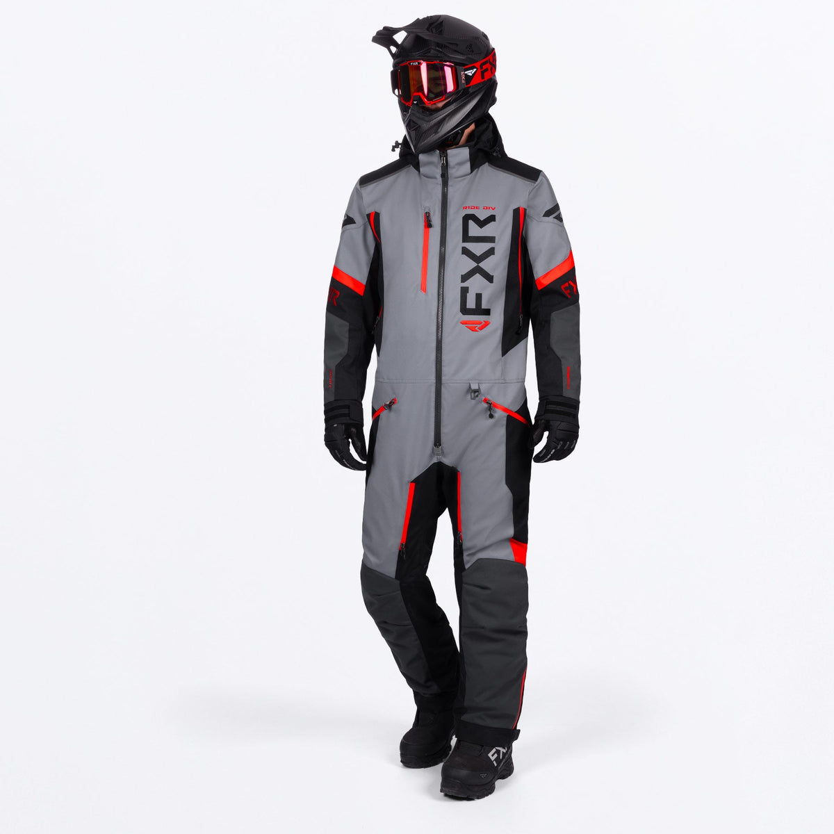 FXR Herr Helium Isolerad Skoteroverall i Titanium/röd