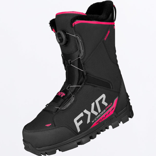 FXR X-Cross Pro BOA skoterkängor i svart/Razz