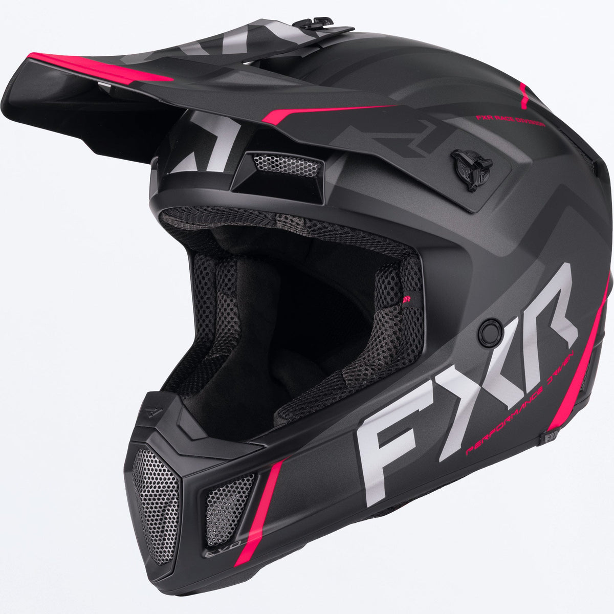 FXR Clutch Evo skoterhjälm i svart/Razz