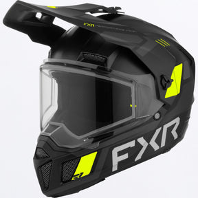 FXR Junior Clutch X Skoterhjälm med Dual Shield i svart/Hi-Vis