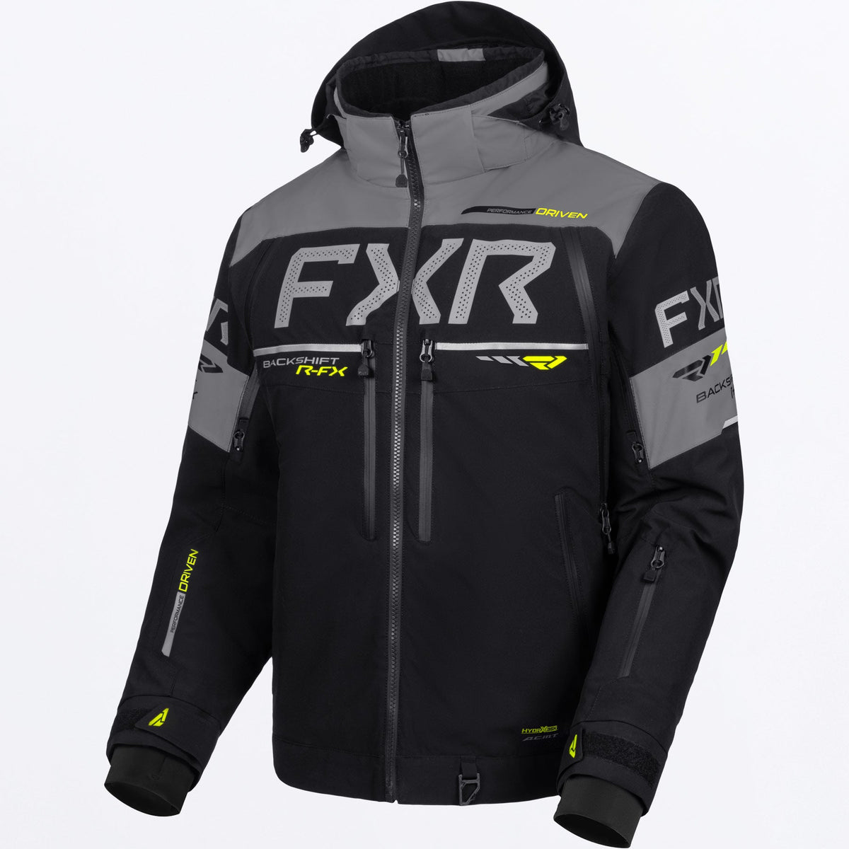 FXR Herr Backshift R-FX 2-in-1 Skoterjacka i svart/grå/Hi-Vis