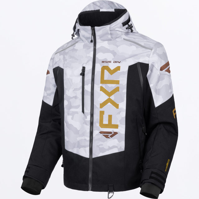 FXR Herr Helium X 2-in-1 Skoterjacka i White Camo/guld